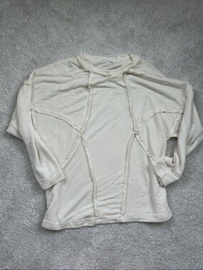 Cream Raw-Seam Lightweight Oversized Sweater